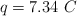 q = 7.34\ C