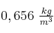0,656\ \textstyle{kg\over m^3}