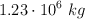 1.23\cdot 10^6\ kg