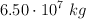 6.50\cdot 10^7\ kg