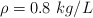 \rho = 0.8\ kg/L