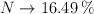 N\to 16.49\%